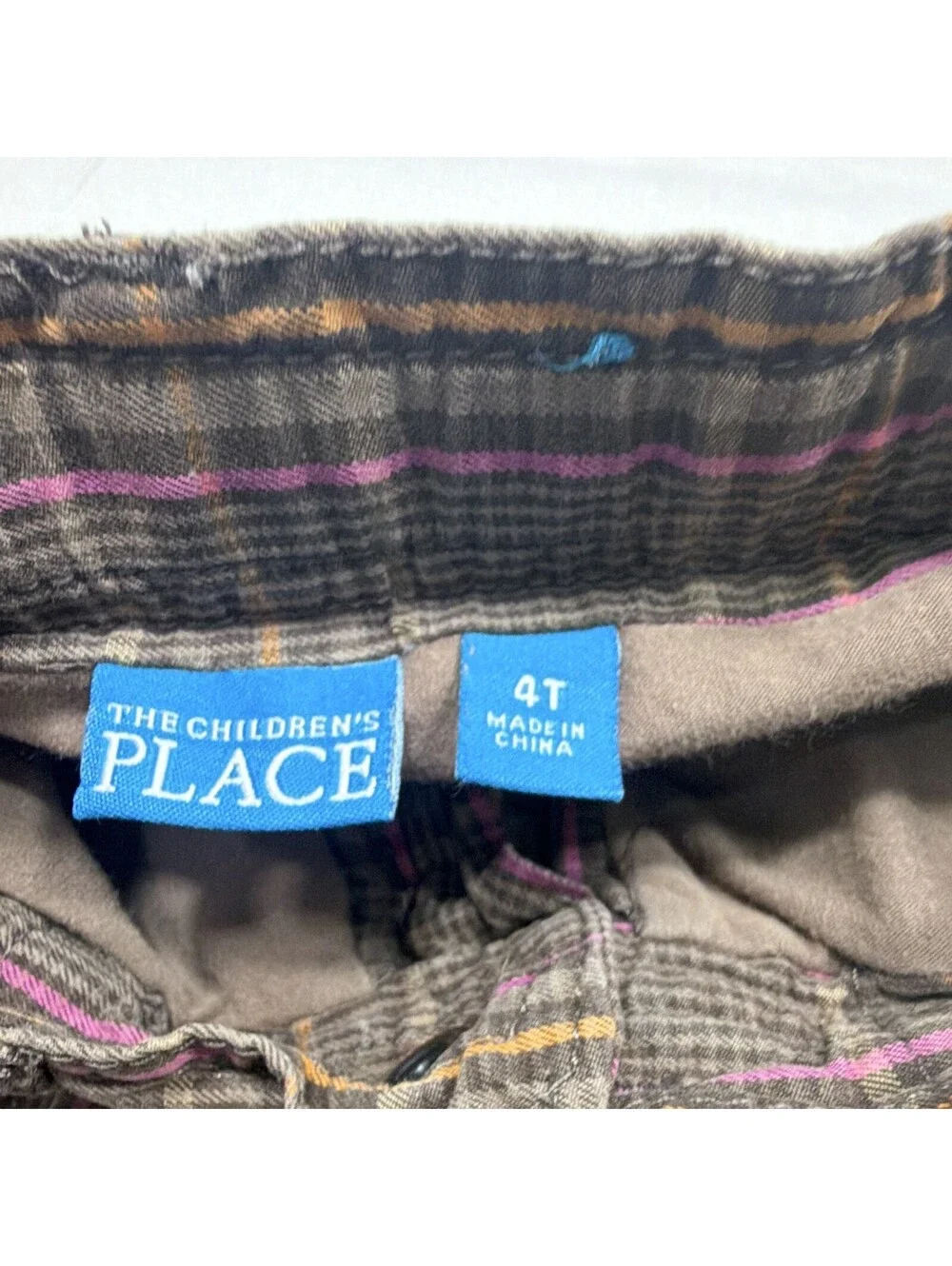 The Children's Place Girls Plaid Ruffle Skort 4T Cotton Pockets Gray Pink